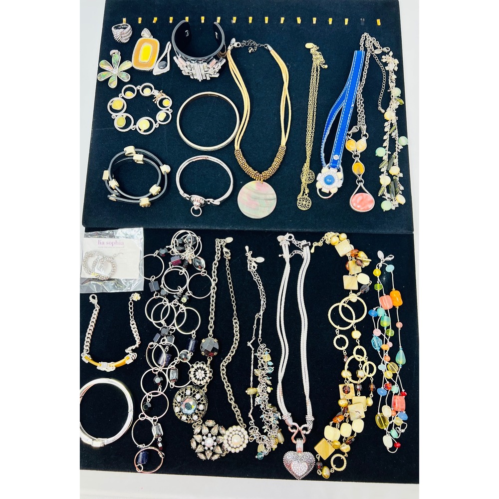 Lia Sophia Gold & Silver Tone Necklace, Bracelet, Earring, Ring lot of 23